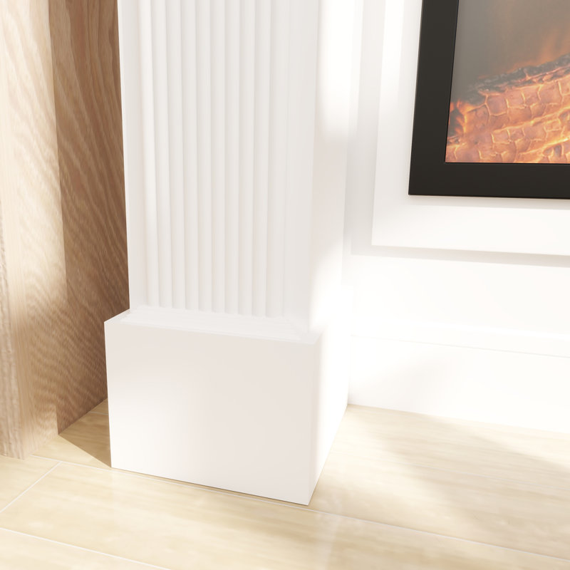 Baroque Fireplace Mantel, Freestanding Fireplace Surround With Ionic Leg For Electric Fireplaces, 43.3" W X 39.8" H, White,wood