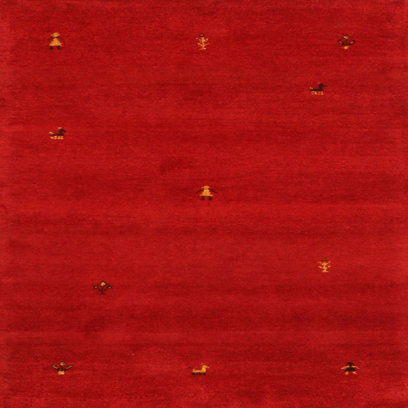 Tapis rouge / jaune Dodie, Carré 8 pi