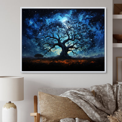 Arbre bleu d'Afrique, Serengeti, arbre 1, art mural africain