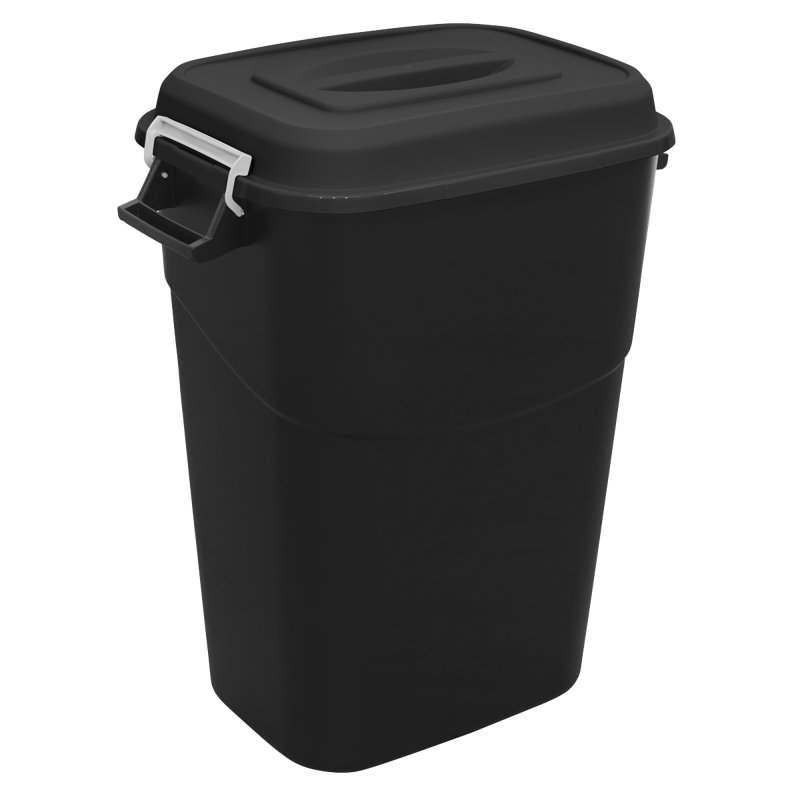 Plastic Manual Lift Kitchen Trash Can, Black, 90