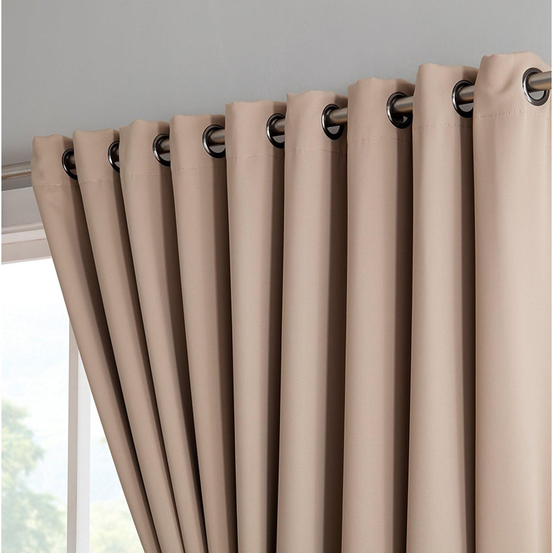 Paire de 2 grands rideaux séparateurs en taupe brun Nicole pour grandes fenêtres ou salles de repos Nicole, Taupe