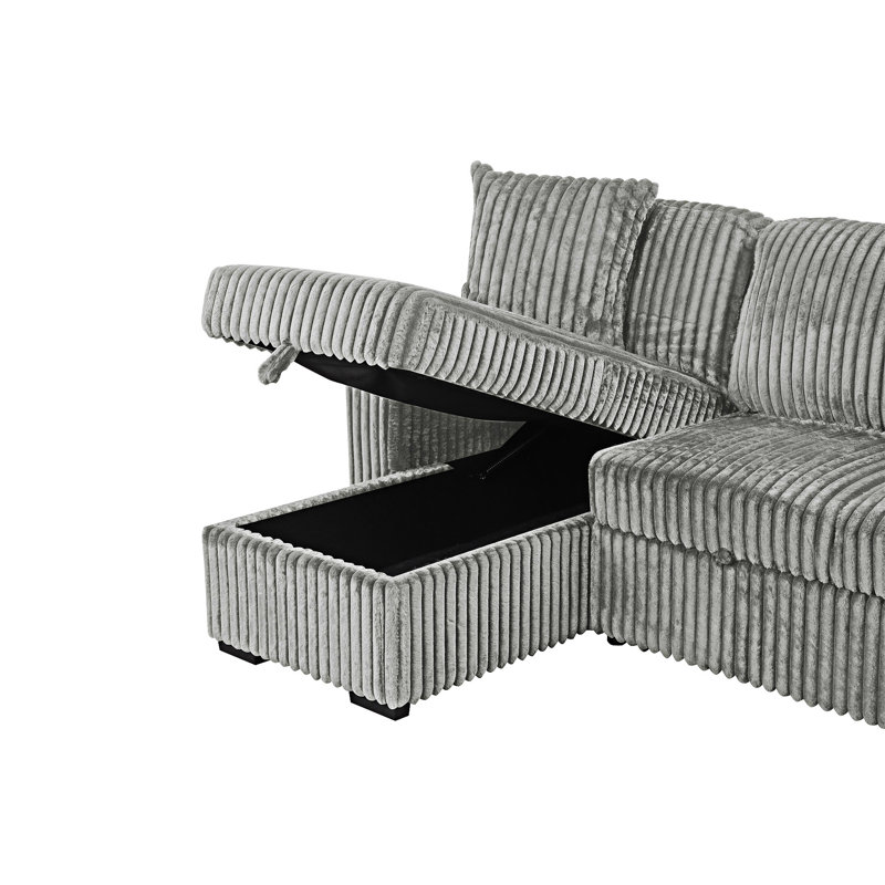 Sectional Sofa With Pull Out Sleeper, Gray