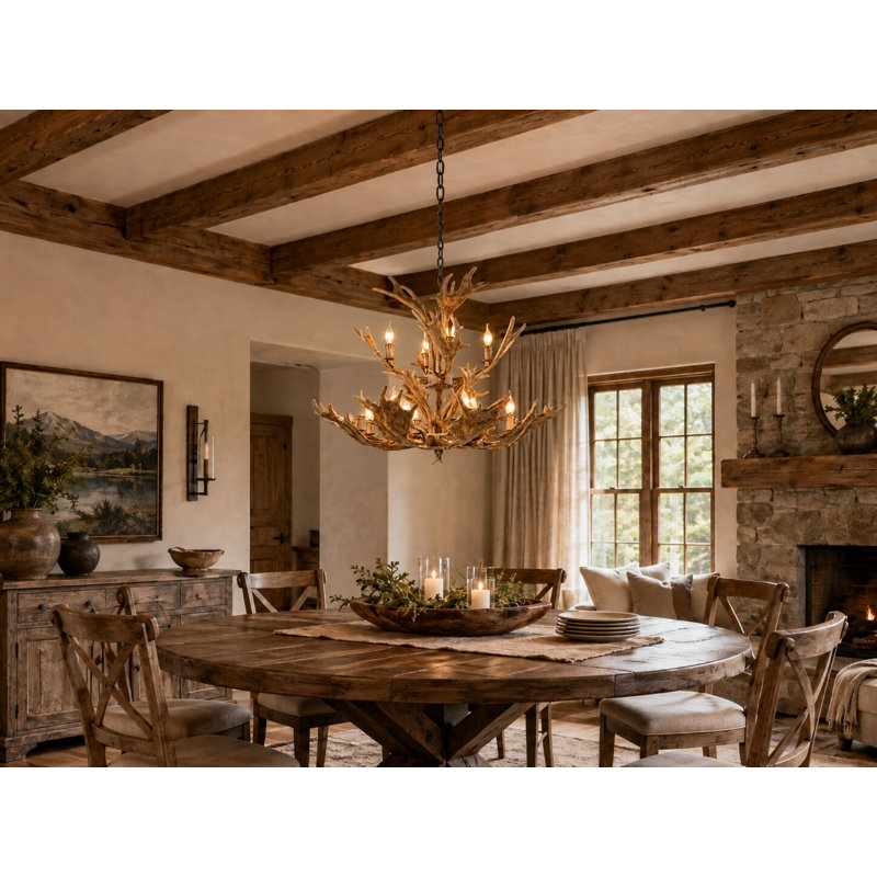 Whitted Eclectic 12 Light 2 Tier Antler Chandelier