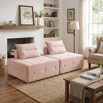 Modular Square Compression Sofa Chair, No Assembly Required Single Seater Lounge With Back Pillow,  Multi-Functional Lazy Sofa Chair For Living Room, Bedroom, Guest Room, Set Of 2