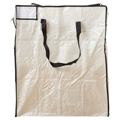Jingwen MightyStor Storage Tote Bag Large Extra-Durable PE Canvas with 4 Handles Tear Resistant Strong Zipper Lightweight Perfect for Long-Term Storage and