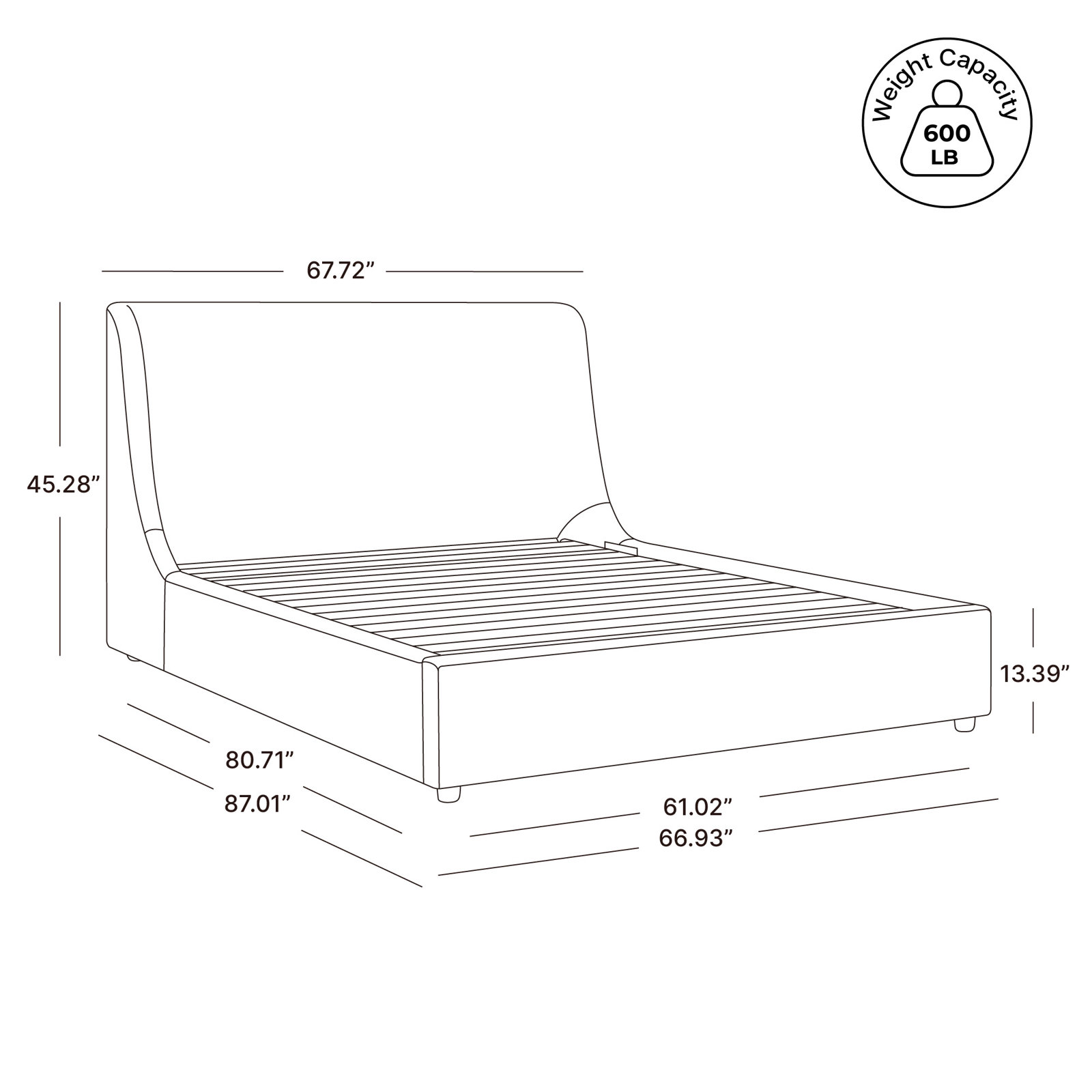 Becki Owens for Joss & Main Wingback Upholstered Platform Bed, Canna Mocha Performance Chenille, Queen