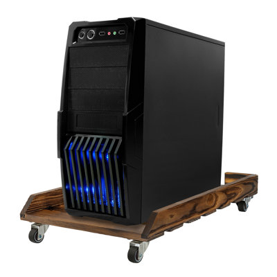Solid Wood Cpu Tower Stand Rolling Pc Holder