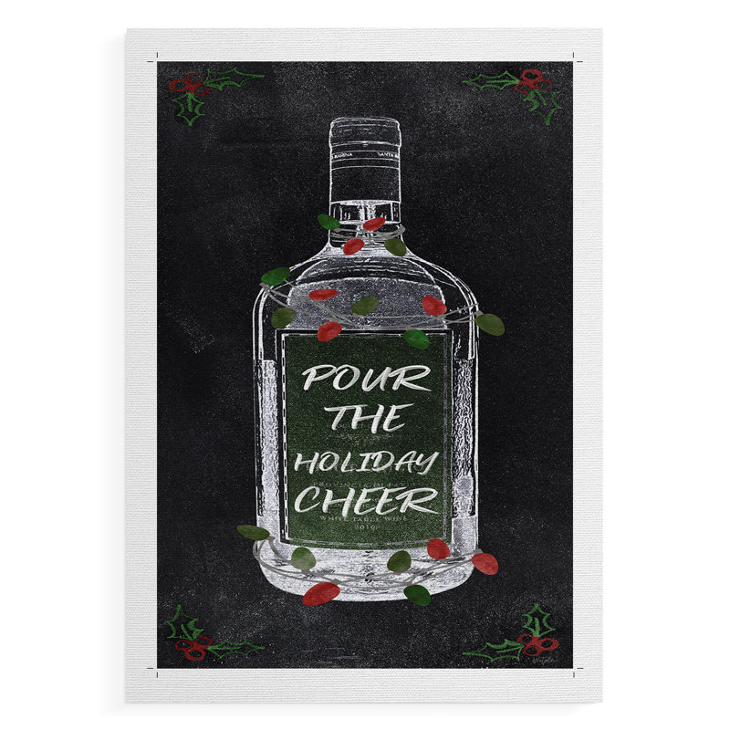 Holiday Cheers Wine - Impression sur toile seulement - NON CADRE, H 12 po x l 8 po