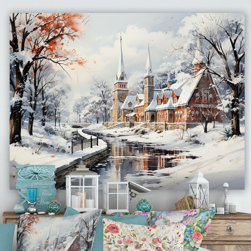 Hiver en Allemagne, paysage urbain III - Paysage d'hiver, Toile tendue, H 16 po x l 32 po x P 1 po