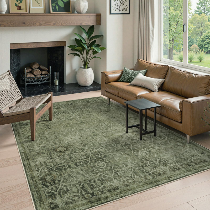 Tapis lavable rétro Tribal Cashmere, Rectangle 5 pi x 7 pi