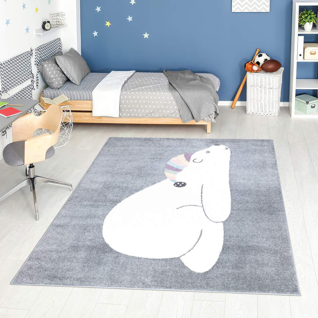 Kinderteppich Anime 921 Grün Traum Bär Tier Motiv Kinderzimmer Kurzflor Haghni