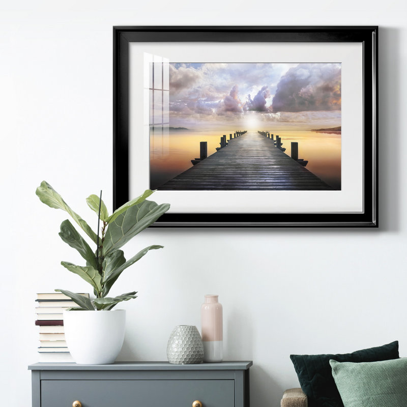 Toile encadrée de qualité supérieure Blue Way - prête à être accrochée, Cadre noir, H 18,5 po x l 24,5 po x P 1 po, Blanc
