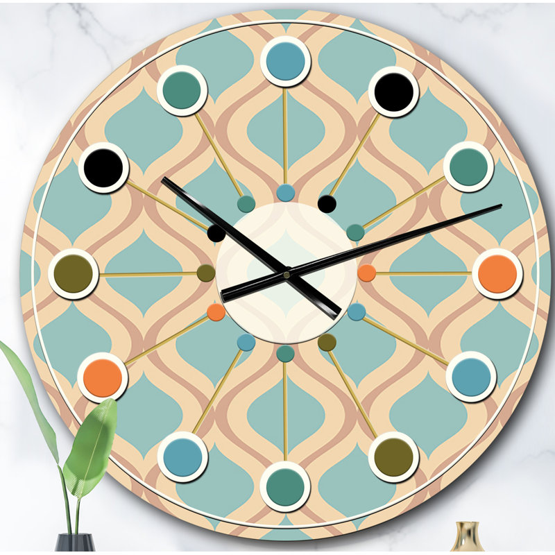 Horloge murale abstraite à motif géométrique rétro V - Mid-Century, Surdimensionné