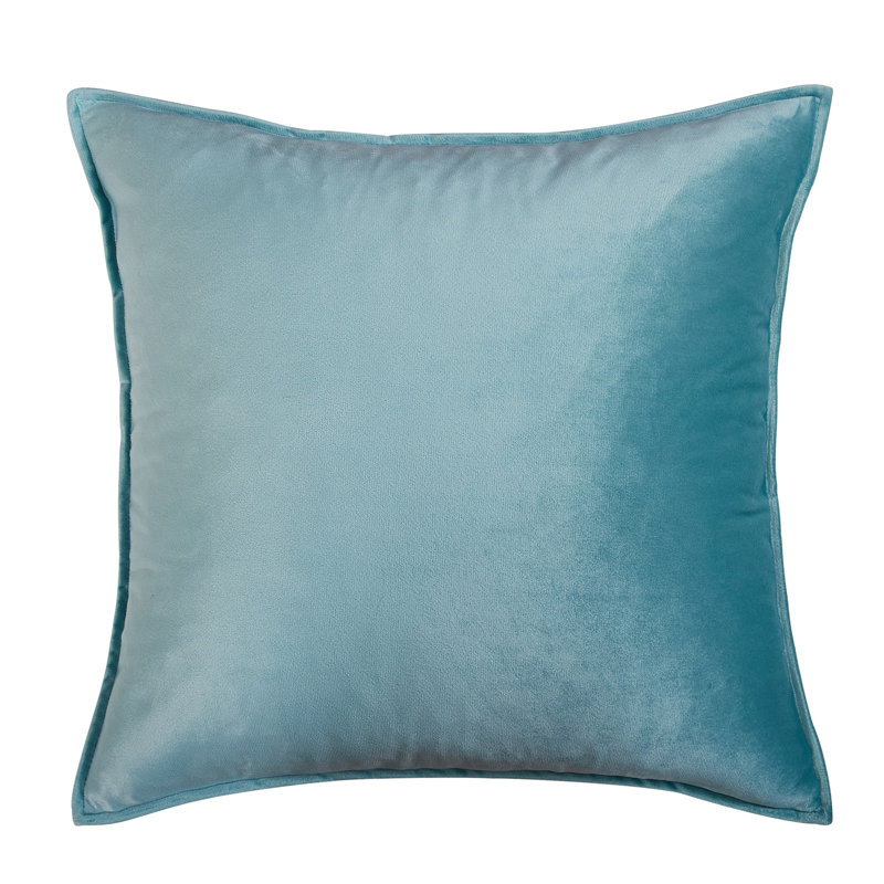Square Velvet Pillow Cover & Insert, Light Teal, 22"H x 22"W