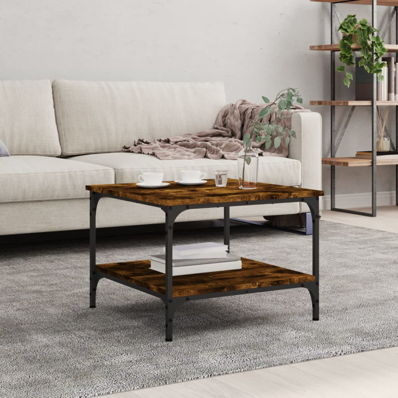 Rorer Four Leg Coffee Table with Storage, Smoked Oak, 40cm H x 55cm W x 55cm D