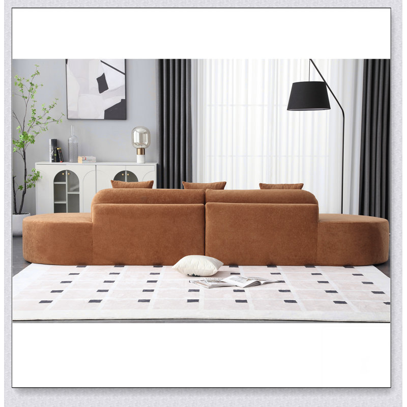 canapé courbé, canapé en tissu éponge, canapé minimaliste, Brun