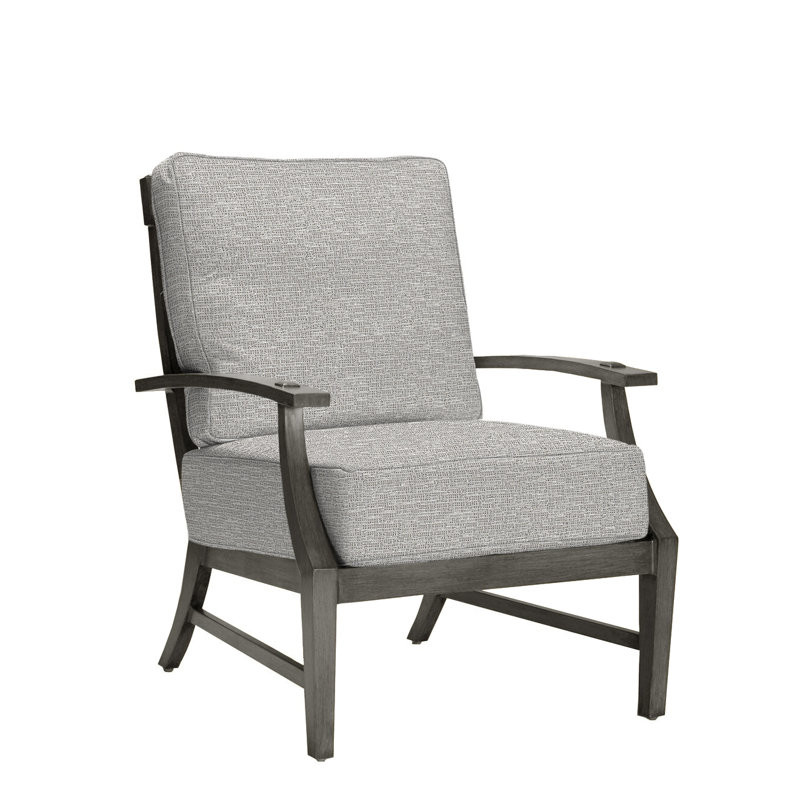 Croquet Patio Chair with Cushions, Slate Gray, No Welt, Tweed Toffee