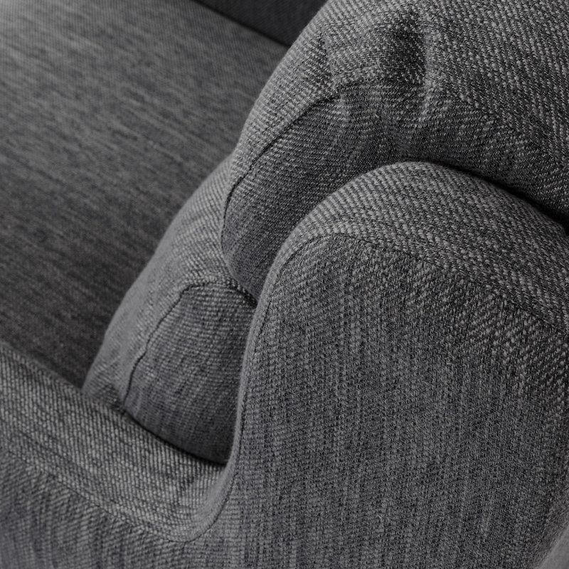 Fauteuil club moderne gris anthracite avec revêtement fin et siège stable avec dossier en cascade