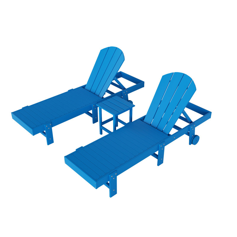 Ensemble de chaises longues inclinables extérieures en poly Lagune, Bleu pacifique
