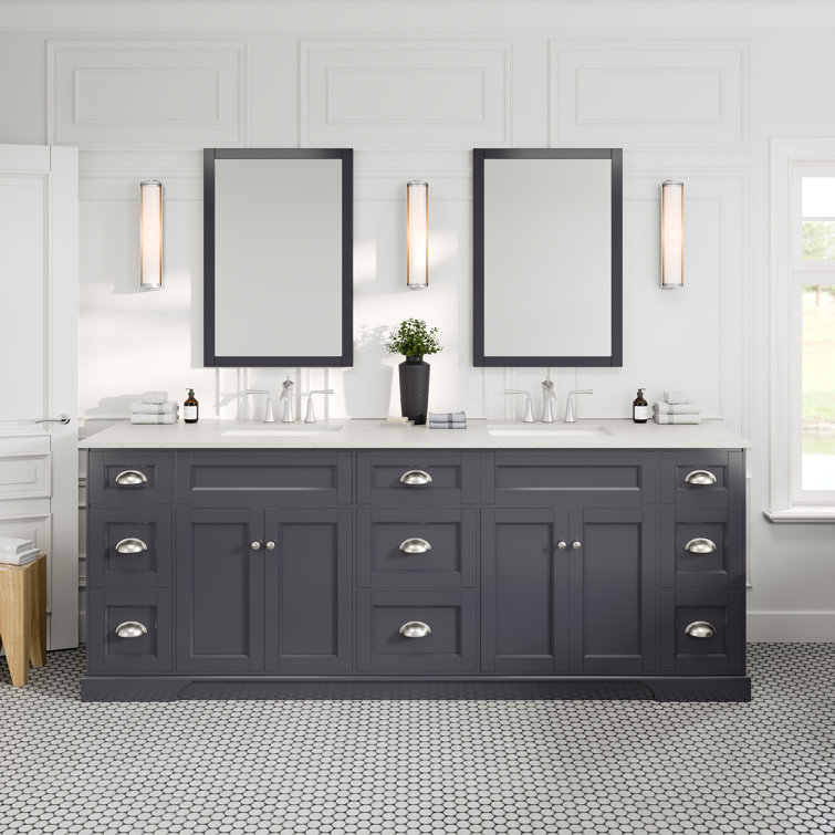Didomenico 96'' Double Bathroom Vanity with Carrara Quartz Top