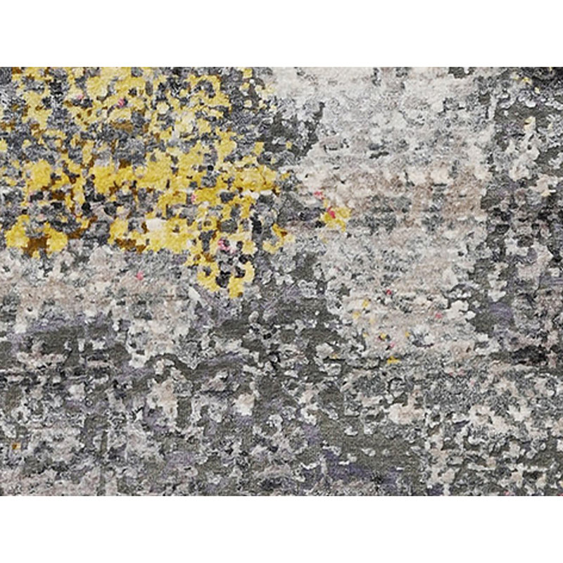 Tapis gris foncé / rouge noué à la main de haute qualité, Rectangle 9 pi x 12 pi