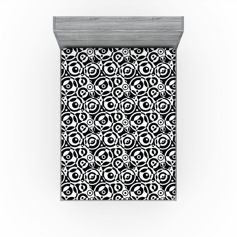 Drap-housse Ambesonne, paquet de 2, Drap-housse très grand californien, Noir / blanc abstrait 2