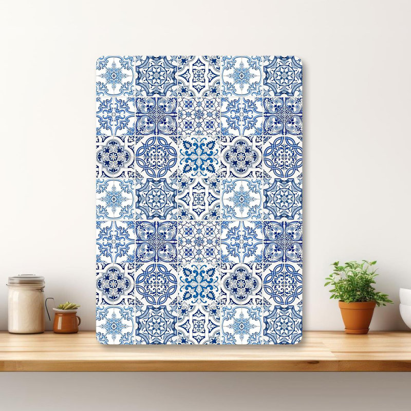 Flourish Tempered Glass Cutting Board, 7.9 x 11.8 inches | 100% Antibacterial, Easy-Clean Surface, Non-Slip Silicone Feet | Perfect for Food Prep & Serving, Durable & Stylish Kitchen Essential, Not Dishwasher Safe