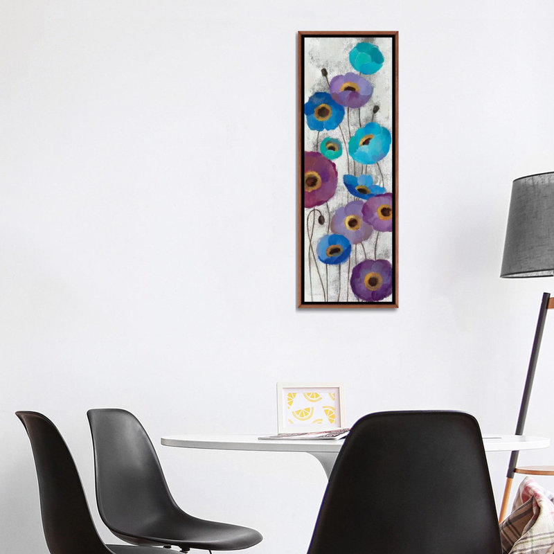 «Bold Anemones Panel II» par Silvia Vassileva, reproduction d'art sur toile, Toile avec cadre en bois brun classique