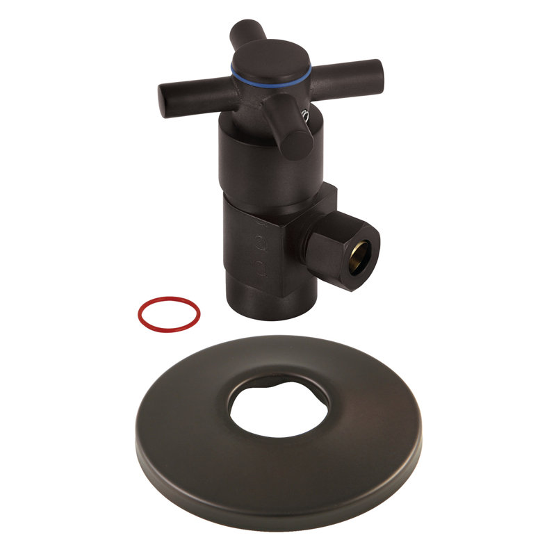 Kingston Brass 1/2-Inch FIP x 3/8-Inch OD Comp Anti-Seize Deluxe Quarter-Turn Ceramic Hardisc Cartridge Angle Stop with Flange