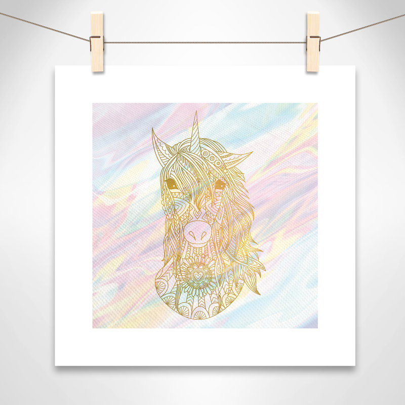 Dreaming licorne 2, H 16 po x l 16 po x P 1 po, Papier