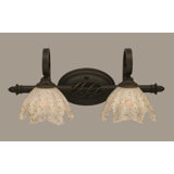 Eleganté 2 Light Bath Bar Shown In Dark Granite Finish With 7" Gold Ice Glass