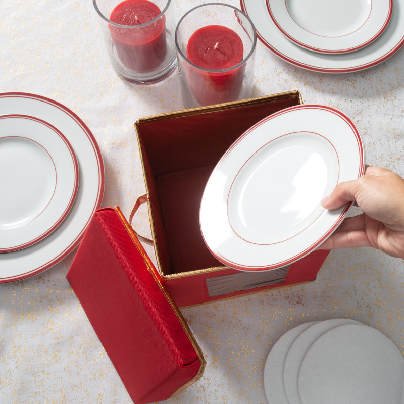 Assiettes repas des Fêtes, H 7,5 po x l 7,3 po x P 7,3 po