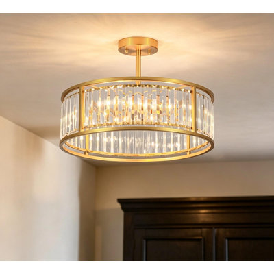 Elonso 4-Light Drum Crystal Flush Mount Light