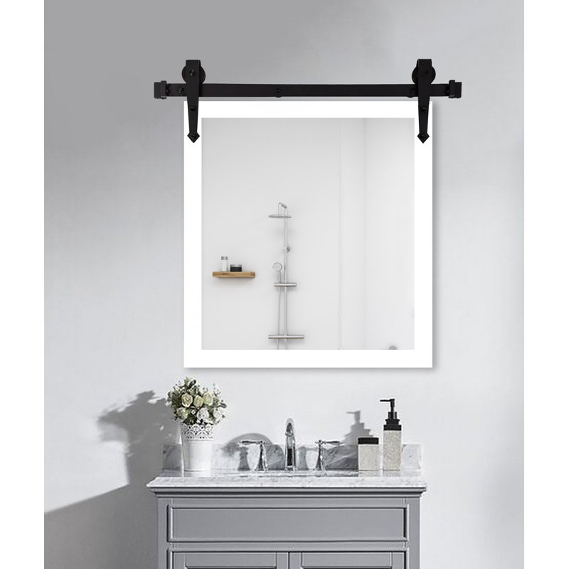 Lynd Wood Flat Mirror, 38" H x 32" W, White