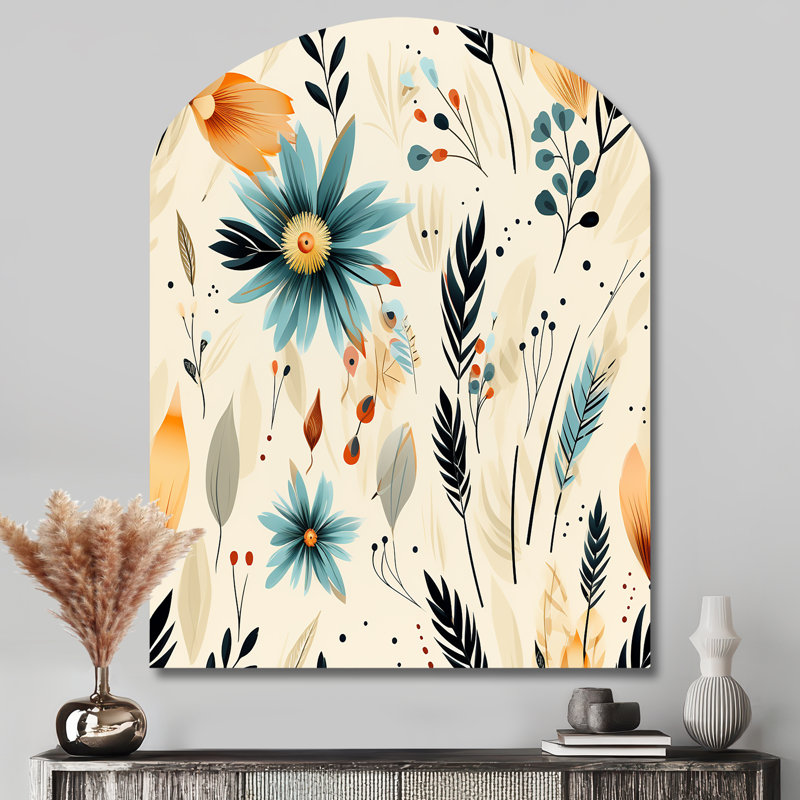 Rainer - Abstrait Boho, art mural irrégulier - forme d'arche, H 43 po x l 33 po