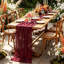 Chemin de table 6 pièces bourgogne, chemin de table 10 pi Boho rustique bordeaux marron 120 pouces tissu de fromage rouge