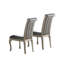 2 chaises de salle à manger en similicuir gris, garniture argent antique, coussins de siège, 2 pièces de style traditionnel, formelle classique Pu pour la maison