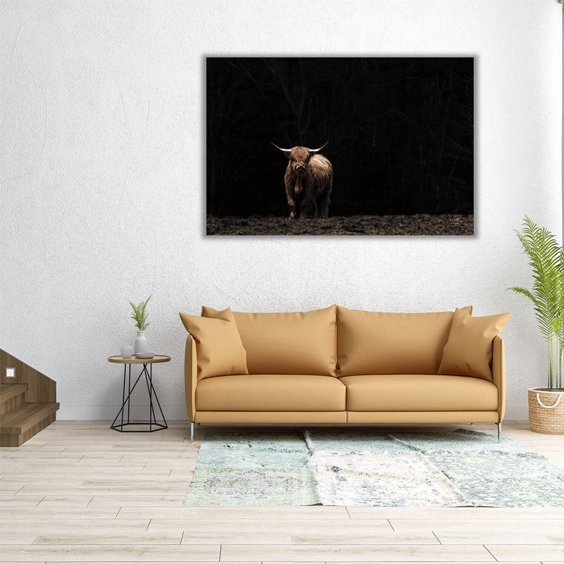Highland Cow King of the Hill - reproduction d'art sur toile, H 12 po x l 18 po
