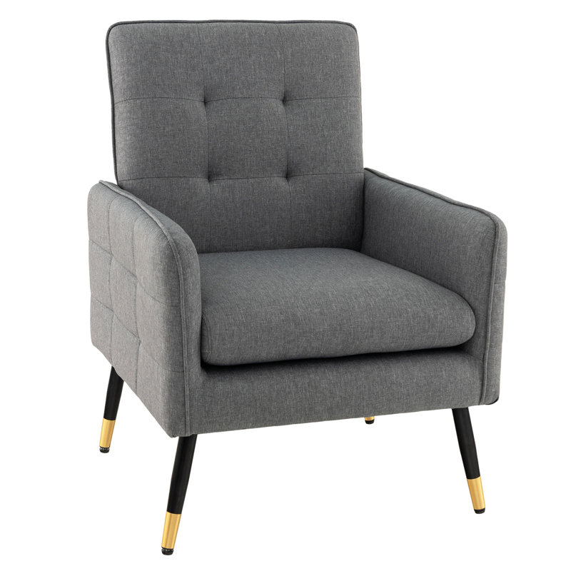 Shanga Upholstered Armchair, Gray Linen Fabric