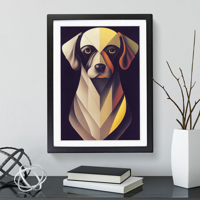 Unique Dog Abstract - Single Picture Frame Print, Black Framed, 64cm H x 46cm W x 2cm D