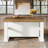 Kitchen Island With Storage Shelves, 55 Inch Kitchen Shelf With Large Worktop, Stable Wooden Structure, Farmhouse Style-1663734938