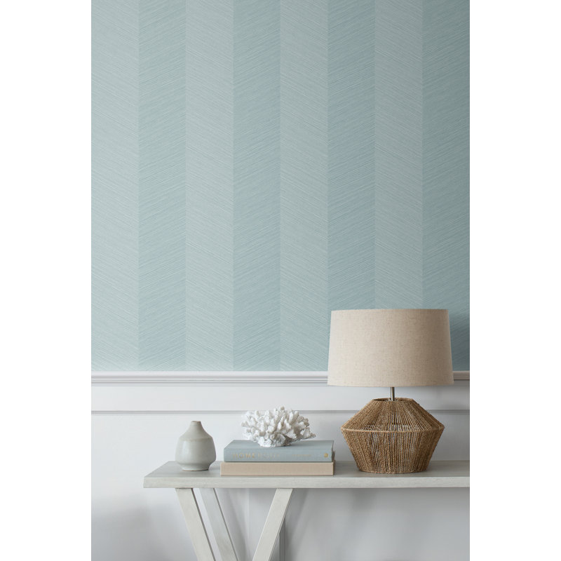 Chevron Vinyl Peel & Stick Wallpaper Roll, Blue Bell