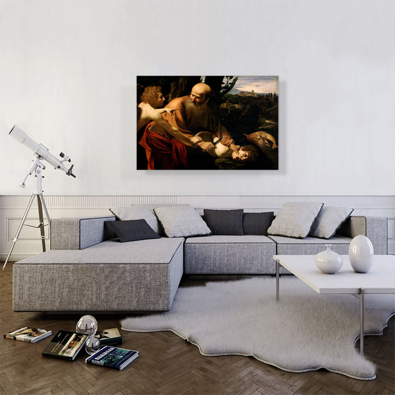 " Sacrifice Of Isaac 1603 " by Caravaggio Painting Print, 26" H x 40" W x 0.75" D