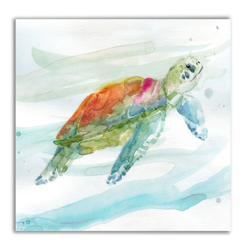 « turtle tropiques i », peinture, H 10 po x l 10 po x p 1,5 po, Toile tendue