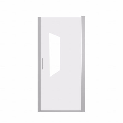 Shower Door  - Chrome Aluminum Frame Material, Half Frame,1/4"(6Mm) Tempered Glass Explosion Proof Film