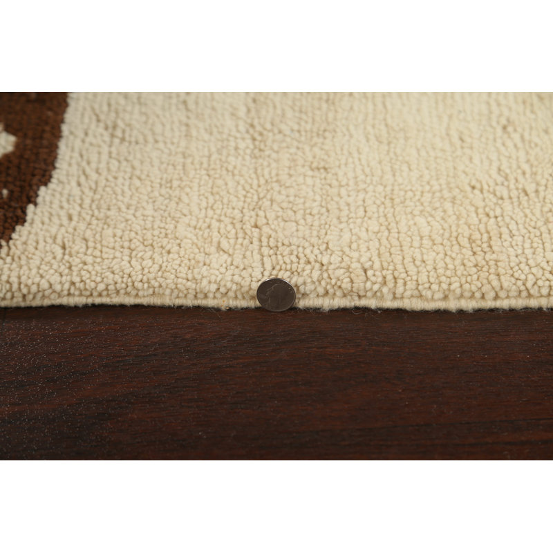 Tapis beige noué à la main de conception unique 5 pi 1 po x 8 pi 2 po