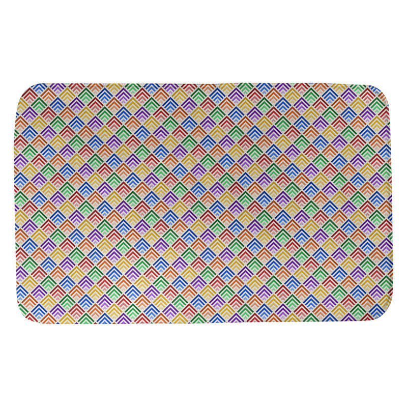 Tapis pour salle de bain dégradé Avicia, l 21 po x L 34 po, Jaune / mauve / noir