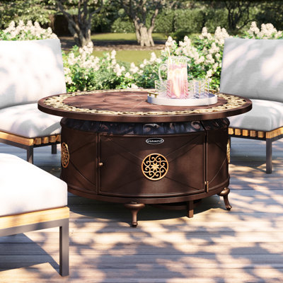 Sorrels Round Aluminum Propane Smokeless Fire Pit Table with Hidden Fuel Tank