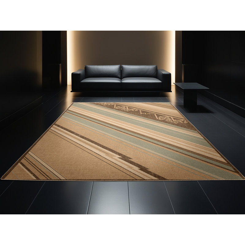 Tapis beige rustique lavable à la machine à motif rétro rustique Paxon, 3x5