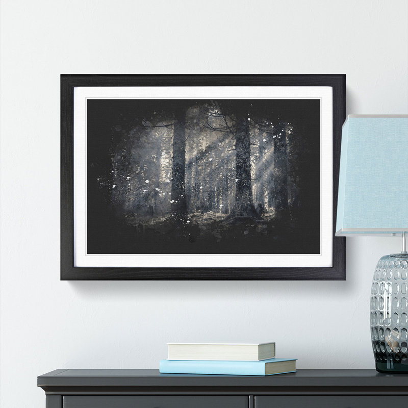 Pine Tree Forest - Picture Frame Graphic Art Print, 24cm H x 33cm W x 2cm D, Black Framed